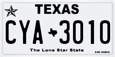 TX license plate CYA3010