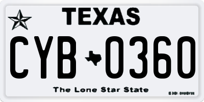 TX license plate CYB0360