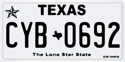 TX license plate CYB0692