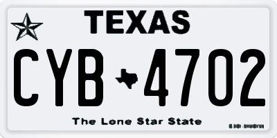 TX license plate CYB4702