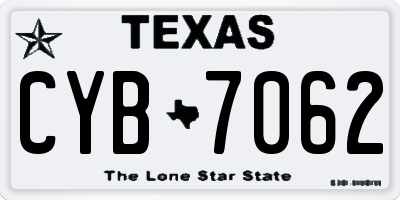 TX license plate CYB7062
