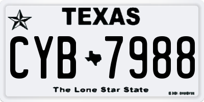 TX license plate CYB7988
