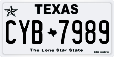 TX license plate CYB7989