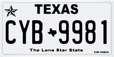 TX license plate CYB9981