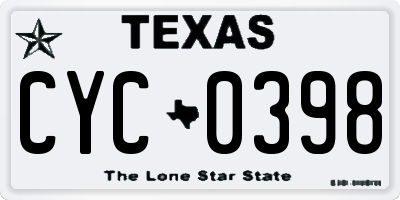 TX license plate CYC0398