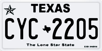 TX license plate CYC2205