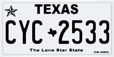 TX license plate CYC2533