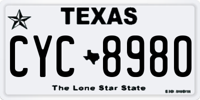 TX license plate CYC8980