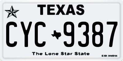 TX license plate CYC9387