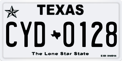TX license plate CYD0128