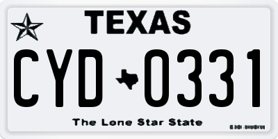 TX license plate CYD0331