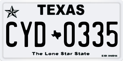 TX license plate CYD0335