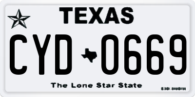 TX license plate CYD0669