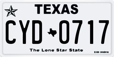 TX license plate CYD0717