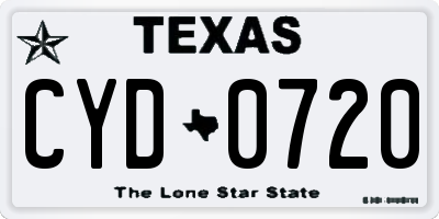 TX license plate CYD0720