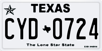 TX license plate CYD0724