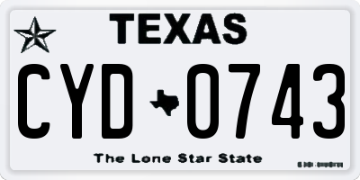 TX license plate CYD0743