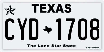 TX license plate CYD1708