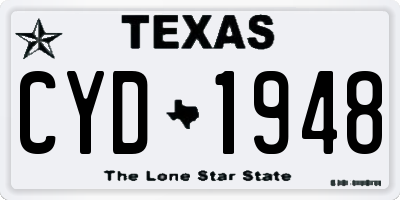 TX license plate CYD1948