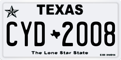TX license plate CYD2008