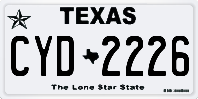 TX license plate CYD2226
