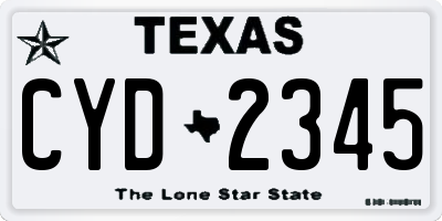 TX license plate CYD2345