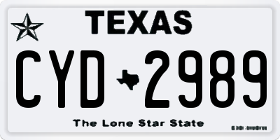 TX license plate CYD2989