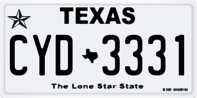 TX license plate CYD3331