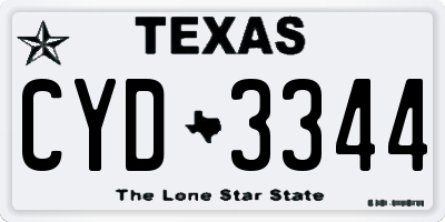 TX license plate CYD3344
