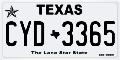 TX license plate CYD3365
