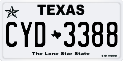 TX license plate CYD3388