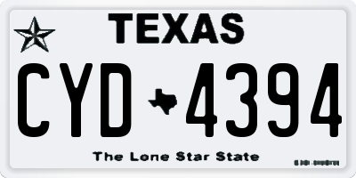 TX license plate CYD4394