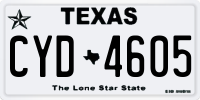 TX license plate CYD4605