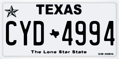 TX license plate CYD4994