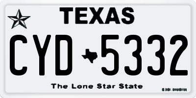 TX license plate CYD5332