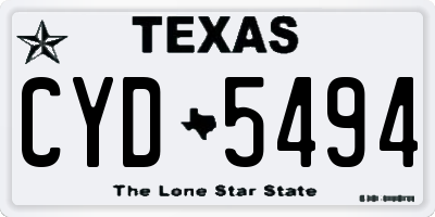 TX license plate CYD5494