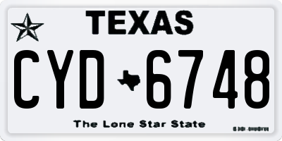 TX license plate CYD6748