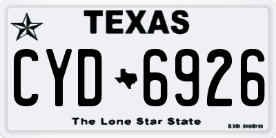 TX license plate CYD6926