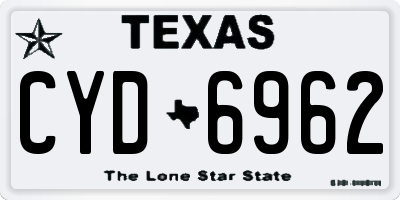 TX license plate CYD6962