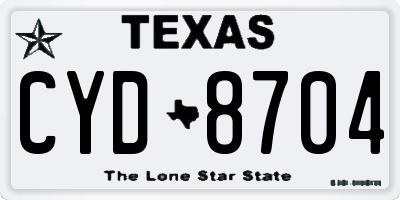TX license plate CYD8704