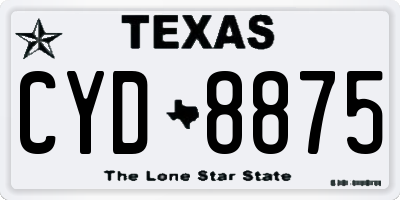 TX license plate CYD8875
