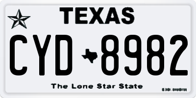 TX license plate CYD8982
