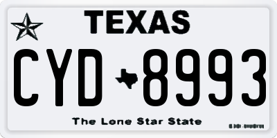 TX license plate CYD8993