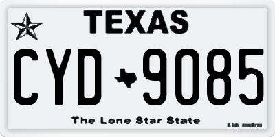 TX license plate CYD9085