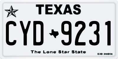 TX license plate CYD9231