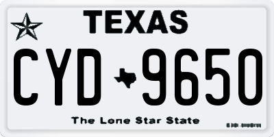 TX license plate CYD9650
