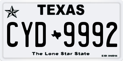 TX license plate CYD9992