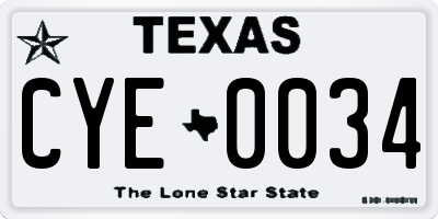 TX license plate CYE0034