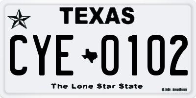 TX license plate CYE0102