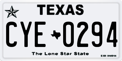 TX license plate CYE0294